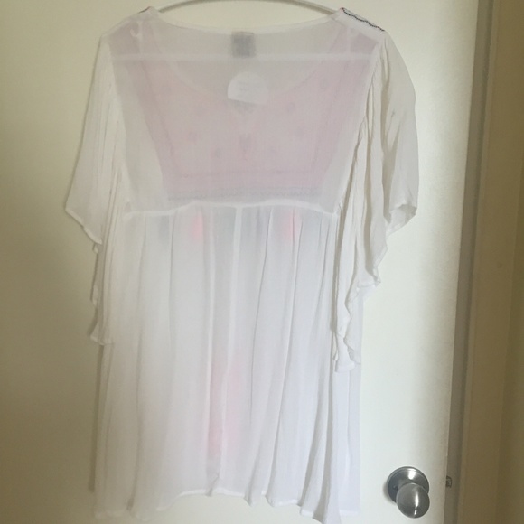 Women's Boho Peasant Flutter Sleeve Blouse - Picture 3 of 3